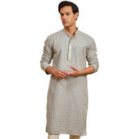 VASTRAMAY Men's Gray Rayon Kurta - This Men's Kurta exudes Elegance with its Intricate Design and Sophisticated Color Palette.