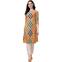 Wedani Women Crepe Printed Kurti (KRT497-KRT502) (X-Large, Yellow)