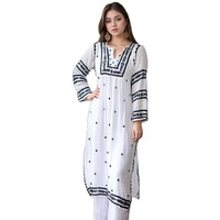 ANNI DESIGNER Women's Rayon Viscose Chikankari Embroidered Straight Kurta (Stho White-VKS01_S_White_Small)