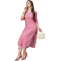 ANNI DESIGNER Women's Cotton Blend Straight Printed Kurta with Pant (Jeet Pink_XXL_Pink_XX-Large)