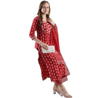 ANNI DESIGNER Women's Rayon Blend Printed Straight Kurta with Pant & Dupatta (MAU RED-VKS02_L_Red_Large)