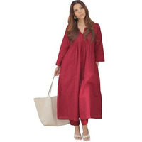 ANNI DESIGNER Women's Rayon Viscose Solid A-Line Kurta with Pant (ANVI RED_M_Red_Medium)