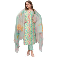 ANNI DESIGNER Women's Rayon Viscose Straight Printed Kurta with Pant & Dupatta (Zaggu Pista-VKS02_L_Pista_Large)