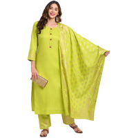 ANNI DESIGNER Women's Cotton Straight Kurta with Palazzo & Dupatta (KPZD-COT-10036-LIGHT Green_S_Light Green_Small)