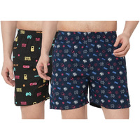 ANNI DESIGNER Men's Cotton Blend Modern Relaxed Floral Boxer Shorts (Pack of 2) (ANL-BXR-PACK-2-AN-005_Multicolor