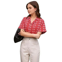 ANNI DESIGNER Women's Tunics Tops Rayon Viscose Printed Short Shirt for Women (CHHABI RED_S_Red_Small)