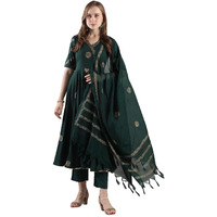 ANNI DESIGNER Women's Rayon Blend Anarkali Printed Kurta with Pant & Dupatta (Berlin GREEN-VKS05_XXL_Green_XX-Large)