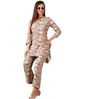 ANNI DESIGNER Women's Cotton Blend Printed Ethnic Co-ord Set (Vanadi Grey_M_Grey_Medium)