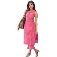 ANNI DESIGNER Women's Rayon Viscose Printed Straight Kurta with Pant (MANADA PINK-VKS01_M_Pink_Medium)