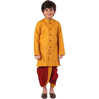 VASTRAMAY Boys' Yellow and Maroon Kurta And Dhoti Set_VASBDK218YW_22