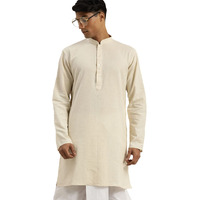 VASTRAMAY Men's Cream & White Cotton Short Kurta for Casual VASMMK005CR_36