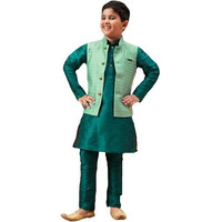 VASTRAMAY Boys' Green Jacket, Kurta and Pyjama Set_VASBJ105GNnBKGN001nPGN_36