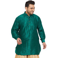VASTRAMAY Plus Men's Green Silk Blend Kurta (VPLUSMUK001GN_46)