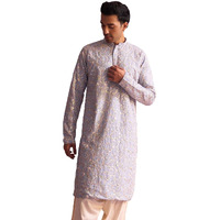 VASTRAMAY Men's Pastel Blue Georgette Kurta_VSHRMK232HW_38