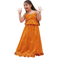 VASTRAMAY Girls' Orange Bandhani Lehenga Set_VASGLC006OR_30