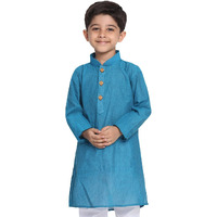 VASTRAMAY Boys' Handloom Aqua Blue Kurta Boys' Handloom Aqua Blue Kurta_5-6 Years_Aqua Blue