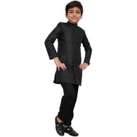 VASTRAMAY Boys' Black Sherwani And Pyjama Set