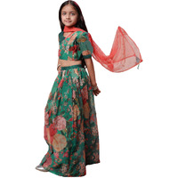 VASTRAMAY Girls' Green Lehenga With Dupatta_VTWGLC015GNnD_34L