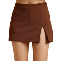 Wedani Short Mini Skirt for Women Brown