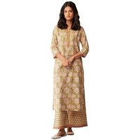 Yashika Women's Cotton Blend Floral Regular Printed Set-Ethnicity for The Modern Woman (AZ-YS-OG-KS2138-Parent_Yellow_L)