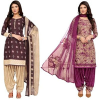 Yashika Women's Crepe Dress Material Set for Women | Unstitched Printed Fabric for Kurta Bottom & Dupatta (YS-CHILPA MAROON-ADDA WINE)