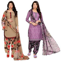 Yashika Women's Crepe Dress Material Set for Women | Unstitched Printed Fabric for Kurta Bottom & Dupatta (YS-ADMIRING CHIKU-SUKI GREY)