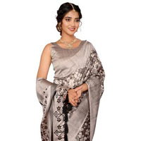 Yashika Women's Art Silk Printed with Tassels Unstitched Blouse Material Stylish Party Casual Wear Traditional Trendy Saree (AZ-YS-P3-SUMITRA-Parent_Brown)