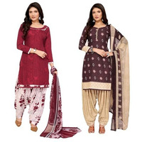 Yashika Women's Crepe Dress Material Set for Women | Unstitched Printed Fabric for Kurta Bottom & Dupatta (YS-NITU WINE-CHILPA MAROON)