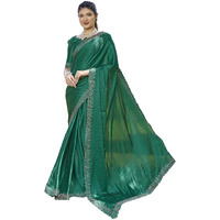 Yashika Women's Satin Moss Saree|Sarees for Women (AZ-YS-P1-PINTU GREEN)