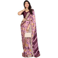 Yashika Women's Tussar Silk With Lace Printed Sari Saree with Blouse|saree for Women | Saree | New Sari | Latest Saree (AZ-YS-P2-SUNILA PURPLE LACE)