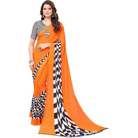 Yashika Women's Georgette Saree With Unstitched Blouse Piece (Piku Orange_W_Orange)