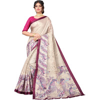 Yashika Womens Art Silk Printed Saree With Blouse Piece(MELISHA PURPLE_Free Size)