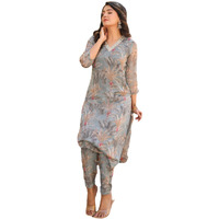ANNI DESIGNER Women's Rayon Blend Straight Printed Kurta with Pant (Feni Grey_S_Grey_Small)