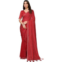 Yashika Women's Woven Chiffon Latest Black Rangoli Fabric Saree with Lace and Blouse Material (AZ-YS-P1-SWARNA-TANIKSHA-Parent_Red)