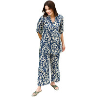 ANNI DESIGNER Women's Cotton Blend Mid Thigh Printed Co-Ord Set (J111 Blue Co-Ord_L_Blue_Large)