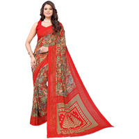 Yashika Womens Georgette Saree With Unstitched Blouse Piece (Kumud Red_W_Red)