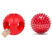 Goofy Tails Dog Ball Dog Toys Combo | 2 Dog Toy Combo Hole Dog Ball + Spike Ball for Dog| Toys for Dogs for All Breeds| Rubber Ball for Dogs| Dog Chew Toys to Play Fetch