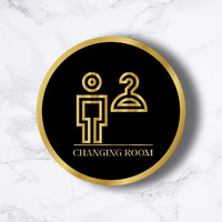 CVANU Circle CHANGING ROOM Acrylic Sign Board Self-Adhesive for Office, Cafe, Business, Malls Sign Board (Set of 2) c_109