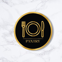 CVANU Circle PANTRY Acrylic Sign Board Self-Adhesive for Office, Cafe, Business, Malls Sign Board (Set of 2) c_105