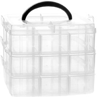 Moxtiza 3-Layer Detachable Desktop Storage Box - Clear Plastic Organizer for Jewelry, Craft Beads, Accessories - Adjustable Compartments - Compact and Travel-Friendly - White - 15x15x13 cm