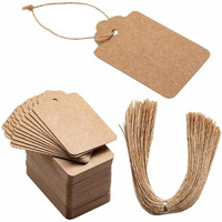 CVANU Brown Kraft Paper Multi-Purpose Handmade Blank Tag with Natural Jute Gift Tag for Wedding Party, Thanksgiving Size(2.8inch X 1.7inch)(300pcs)