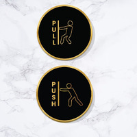 CVANU Circle PULL-PUSH Acrylic Sign Board Self-Adhesive for Office, Cafe, Business, Malls Sign Board (Set of 2) c_112