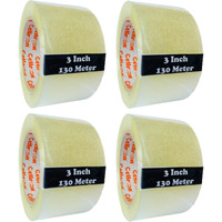 Cellroon Transparent Cello Tape For Packing (3 Inch / 130 Meter) Bopp Self Adhesive Tape Rolls, Packaging Tape For Home, Office, And Industrial Use (Pack Of 4)