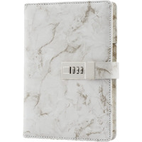 XAMILE Marble Diary with Lock for Girls and Women Secret Journal with Lock 192 Pages Waterproof Girls Locked Diary with Pen, Password Locked Journals for Teen Girls and Boys, A5 (Off White)