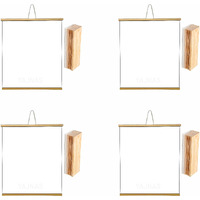 YAJNAS 1.5x2 Feet, 4 Pieces Roll up Wooden White Board/Marker Board for Child and Teaching with Wall Hanging for Kids (18 Inches x 23 Inches) and 4 Premium Wooden Duster (Pack of 4 Set)