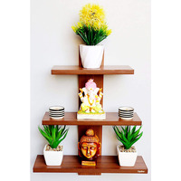 Captiver Engineered Wood Wall Mounted Home Dcor Shelf Batten Tier 3 (Matte,Teak) II for Living Study Dining Room Bathroom Kitchen Library Office Tv Organizer Bedroom