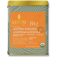 LUXMI Estates Astounding Ashwagandha Root Loose Tea 100Gm Pack | Certified Usda Organic Herbal Tea For Stress Support | With Turmeric, Ginger, Lemongrass & More | 50 Cups