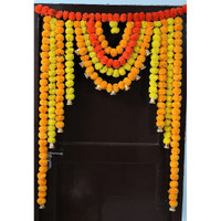 JH Gallery Artificial Marigold Garlands Flowers Door Hanging Toran For Home Decoration | Thoranam For Entrance Door | Banderwal For Home Door | Torans For Entrance Door (Orange & Yellow), 106.7 CM