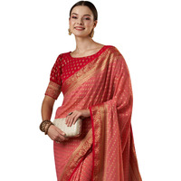 AKHILAM Womens Georgette Patola saree With Unstitched Blouse Piece