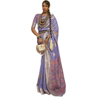 AKHILAM Womens Silk Blend Woven Design Saree With Unstitched Blouse Piece (Lavendar_KERAT272005_RJ)